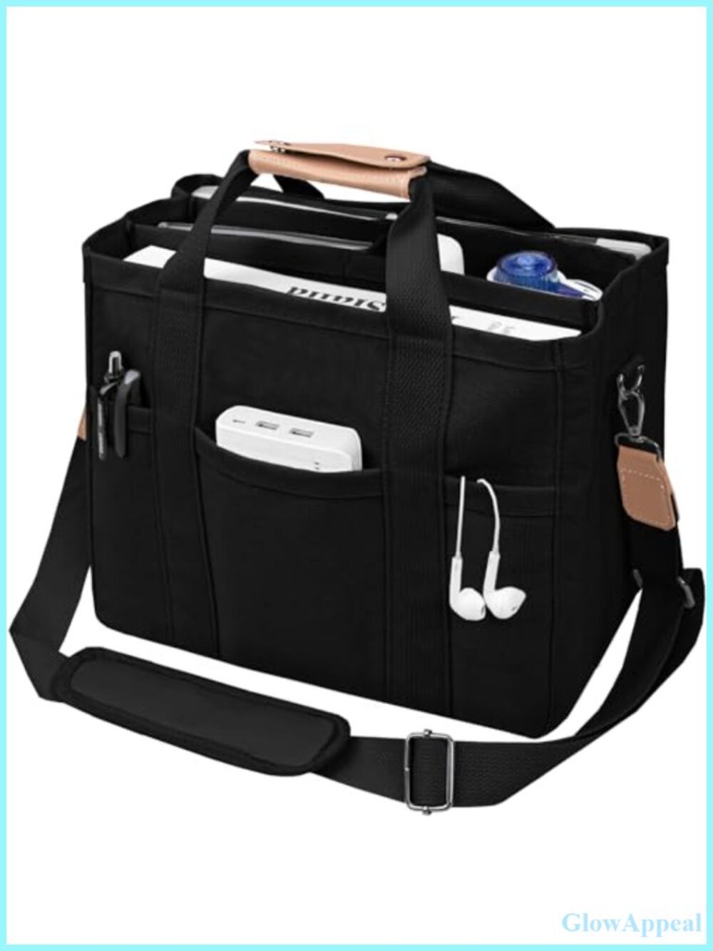 Canvas Tote Bag Multi-Pocket Large Crossbody Shoulder Handbag